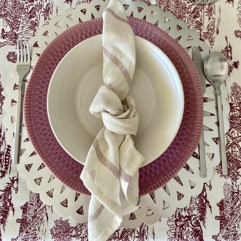 Set X6 Servilletas de Gasa Rayada Bordo