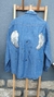 CAMISA JEANS YEVKA COMBINADAS ﻿E INTERVENIDAS CON ESTAMPAS