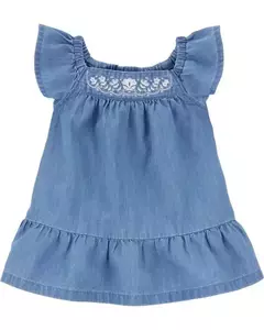 vestido bordado de suave denin carters