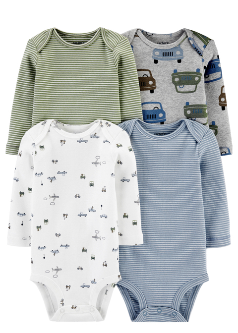 Pack de bodys carters autos manga larga - comprar online
