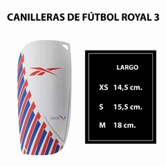 Imagen de PAR CANILLERA FUTBOL ROYAL 3 BCO/AZUL/ROJO (19RFWU0B)