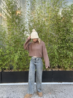 Sweater polera corto marron - comprar online