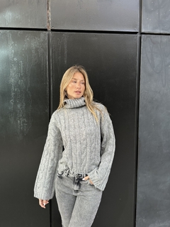 Sweater polera ochos gris - comprar online