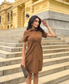 Vestido Suede com Botão AVERZZY