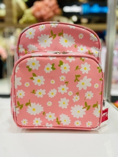 MOCHILA MÉDIA FLORAL ROSA
