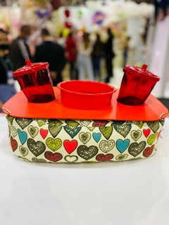 Almofada Bandeja Pipoca Dupla Coracao Boho