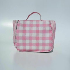 NECESSAIRE VIAGEM XADREZ ROSA