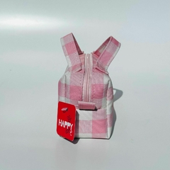 NECESSAIRE BÁSICO COM ALÇA XADREZ ROSA - Happy Bee