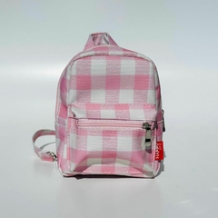 MINI MOCHILA XADREX ROSA