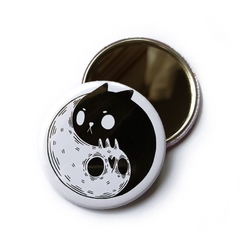 Espejo de mano Yin Yang Cat