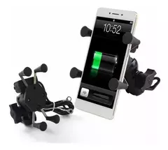 Soporte Porta Celular Manillar Moto Toma Cargador Usb + Tecla