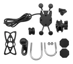 Soporte Porta Celular Manillar Moto Toma Cargador Usb + Tecla - comprar online