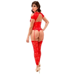 Imagem do 9227 - ESPARTILHO EM RENDA COM BOJO EM DETALHE EM BLUSINHA COM MEIA RENDADA