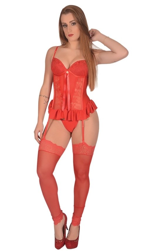 Espartilho Massafera em bordado e tecido canelado PLUS SIZE