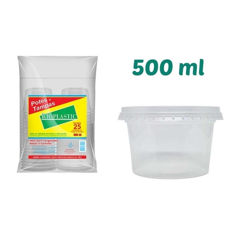Pote Redondo 500 ML Rioplastic 25 Unidades
