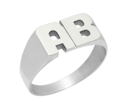 Anillo de Plata 925 - Sello Letras caladas