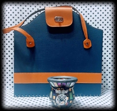 Cartera Matera Azul oscuro y Maíz