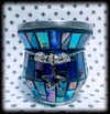Mate shimmering ligth blue and gold