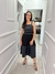 Vestido midi evasê com cinto em couro Elegance