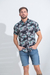 Camisa m/c fibrana (negra c/ hojas blco y verde) 622 - comprar online