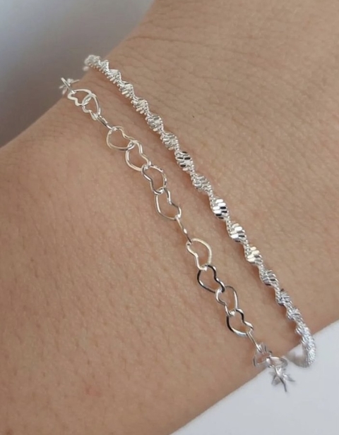 Kit pulseira em prata 925.