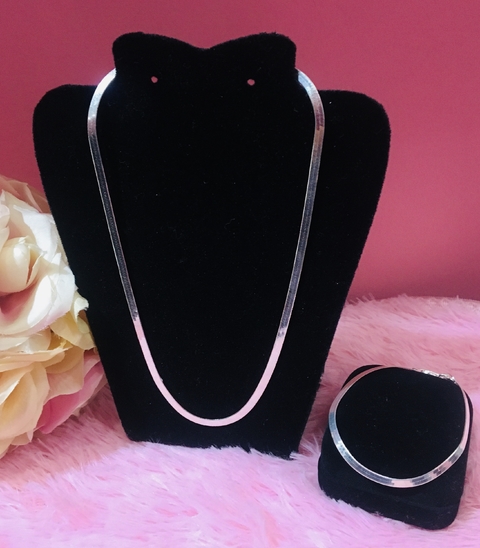 Conj colar + pulseira laminada em prata 925.