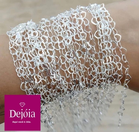 Pulseira choker de coração vazado em prata 925. - comprar online