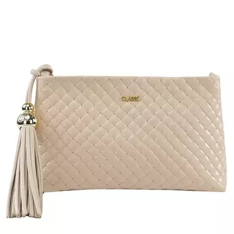 Zoom Bolsa de Couro Tressê Crossbody Fendi - Creme