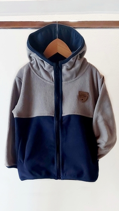 CAMPERA MICROPOLAR COMBINADA BEIGE Y AZUL | CASTORO BAMBINI
