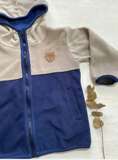 CAMPERA MICROPOLAR COMBINADA BEIGE Y AZUL | CASTORO BAMBINI - comprar online