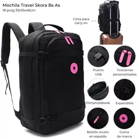MOCHILA TRAVEL SKORA BLACK