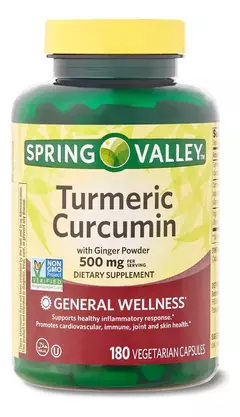 Curcumina De Cúrcuma 500 Mg 180 Comprimidos - Spring Valley - Joy Importados