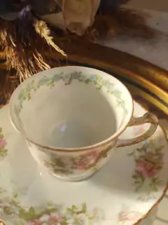 Duo de Cafe en Porcelana Francesa Limoges motivo floral de coleccion - 2Gardenias Bazar antiguo & Deco