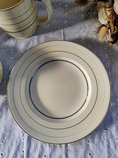 6 Platos para Postre + Plato Masitero de Loza Inlgesa Woods Ivory Ware - 2Gardenias Bazar antiguo & Deco