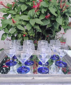 6 Copas de Aperitivo o Recepcion en vidrio con Pie Color azul - comprar online