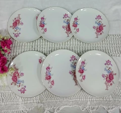 Plato de Postre en Porcelana Tsuji flores rojas - tienda online