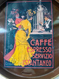 Imagen de Bandeja de Chapa Italiana con escena de epoca