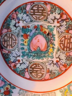 Plato de Te en Porcelana Canton sello rojo Pintado a mano en internet