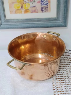 Olla de Cobre con asas de bronce - tienda online