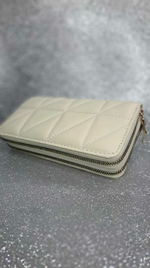 Billetera Capironeada Beige Doble Cierre Premium