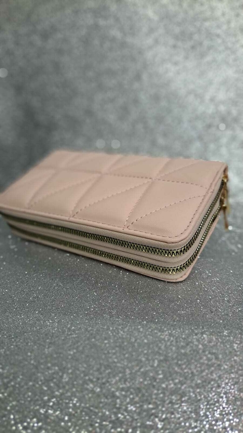 Billetera Capitoneada Rosa Bebé Doble Cierre