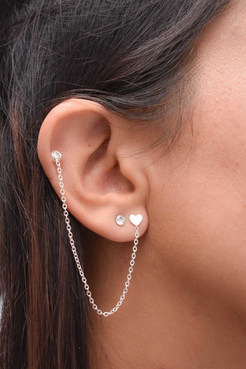 Aros CorazÃ³n y Cubic con Cadena