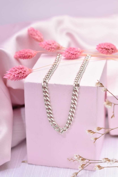 Cadena Grumet ancha de plata