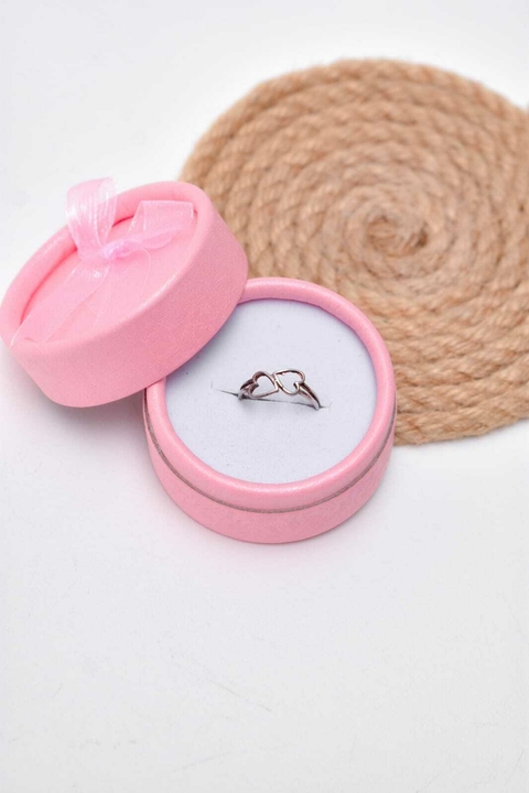 Anillo 2 corazones calados