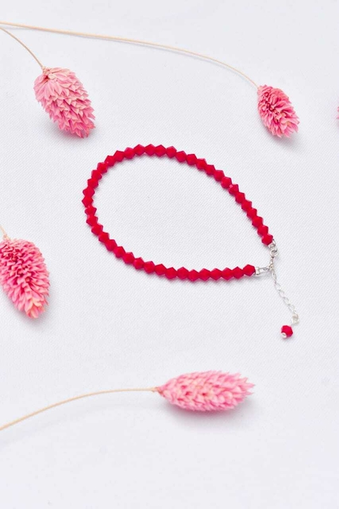 Pulsera Cristal Roja con cadena colgante