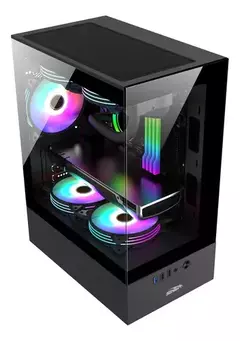 GABINETE SENTEY 6100 ARGB BLACK H10 VIDRIO TEMP - tienda online
