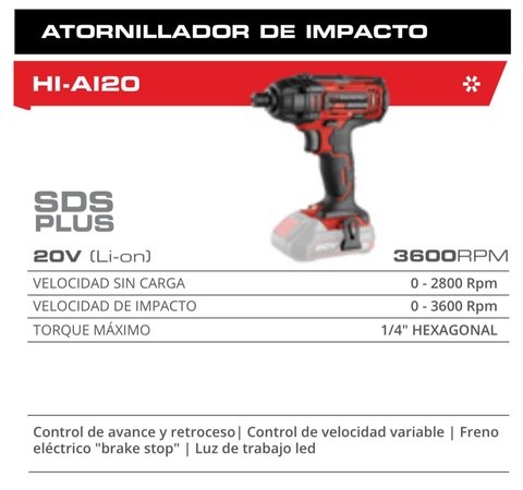 atornillador dahiatsu encastre de 1/4 20v