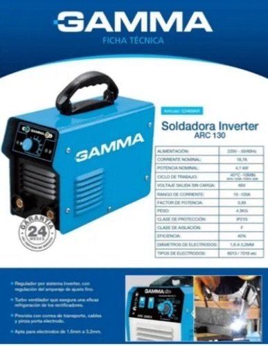 soldadora inverter130 amp gamma