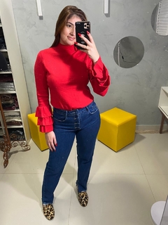 Calça Mom Jeans com Botões Encapados - loja online