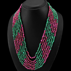 605cts! Lindo Colar 6 Linhas De Rubis E Esmeraldas Naturais! - comprar online